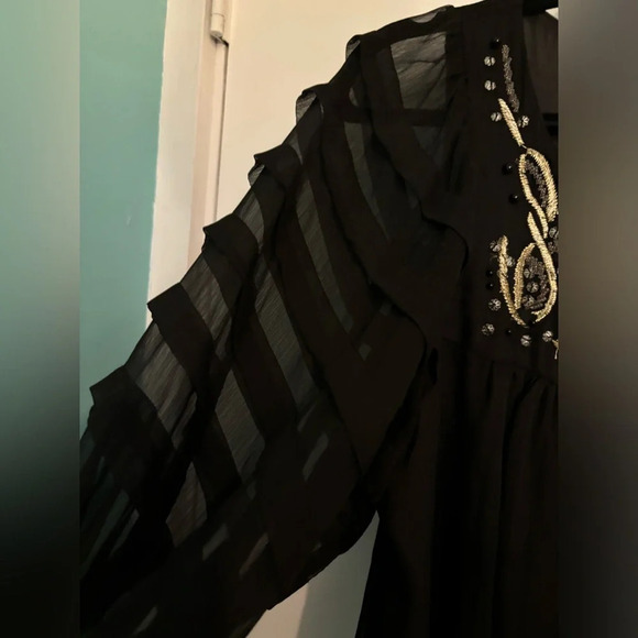 Bizz Princess Womens Black Polyester/Spandex Sheer Dress Embroidered Beaded Med - Picture 3 of 7